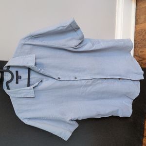 John Varvatos Men's Short Sleeve Button Up - Light Blue (M)